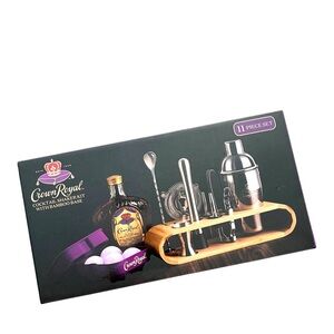NEW Crown Royal Cocktail Shaker Kit With Bamboo Base 11 Piece Set